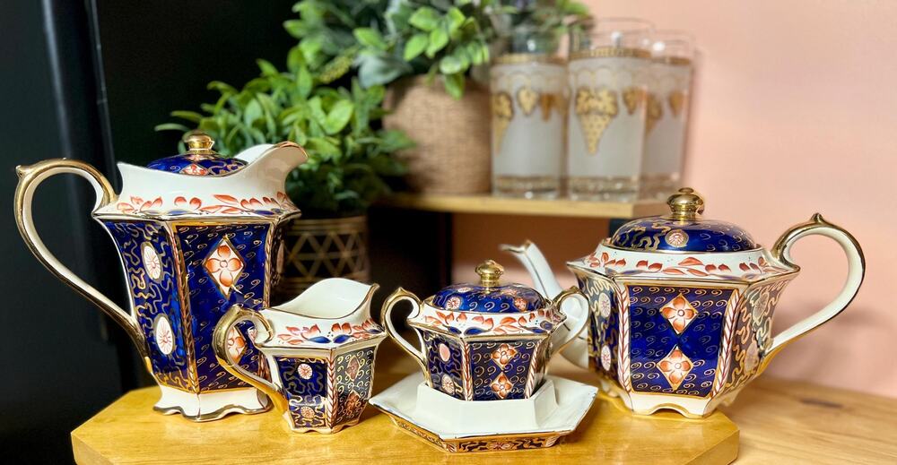Rare Vintage 1930s Sadler Imari No. 1624 4-Piece Tea set